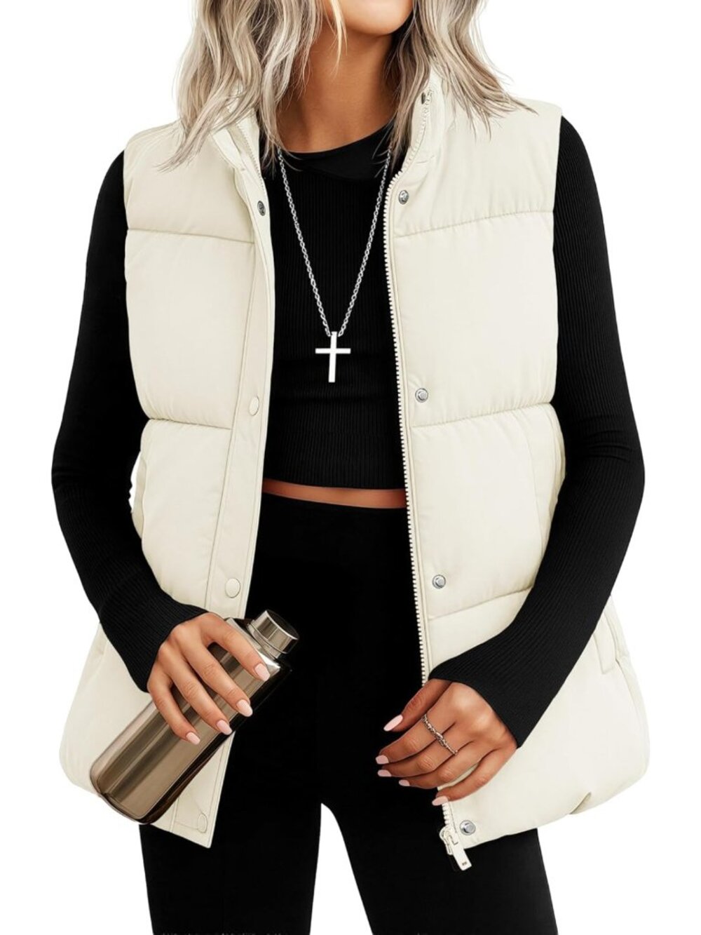 Warm Winter Down Puffer Vest for Women | Quilted Puffy Coat with Pockets & Zip